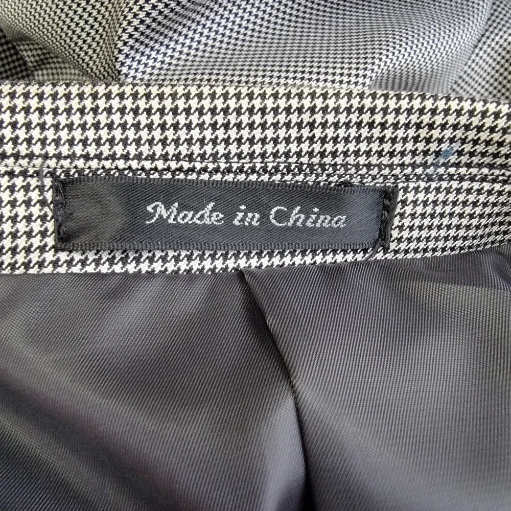 Lauren‎ Ralph Lauren Blazer Mens 46L Gray Houndstooth Long Sleeve Sports Coat